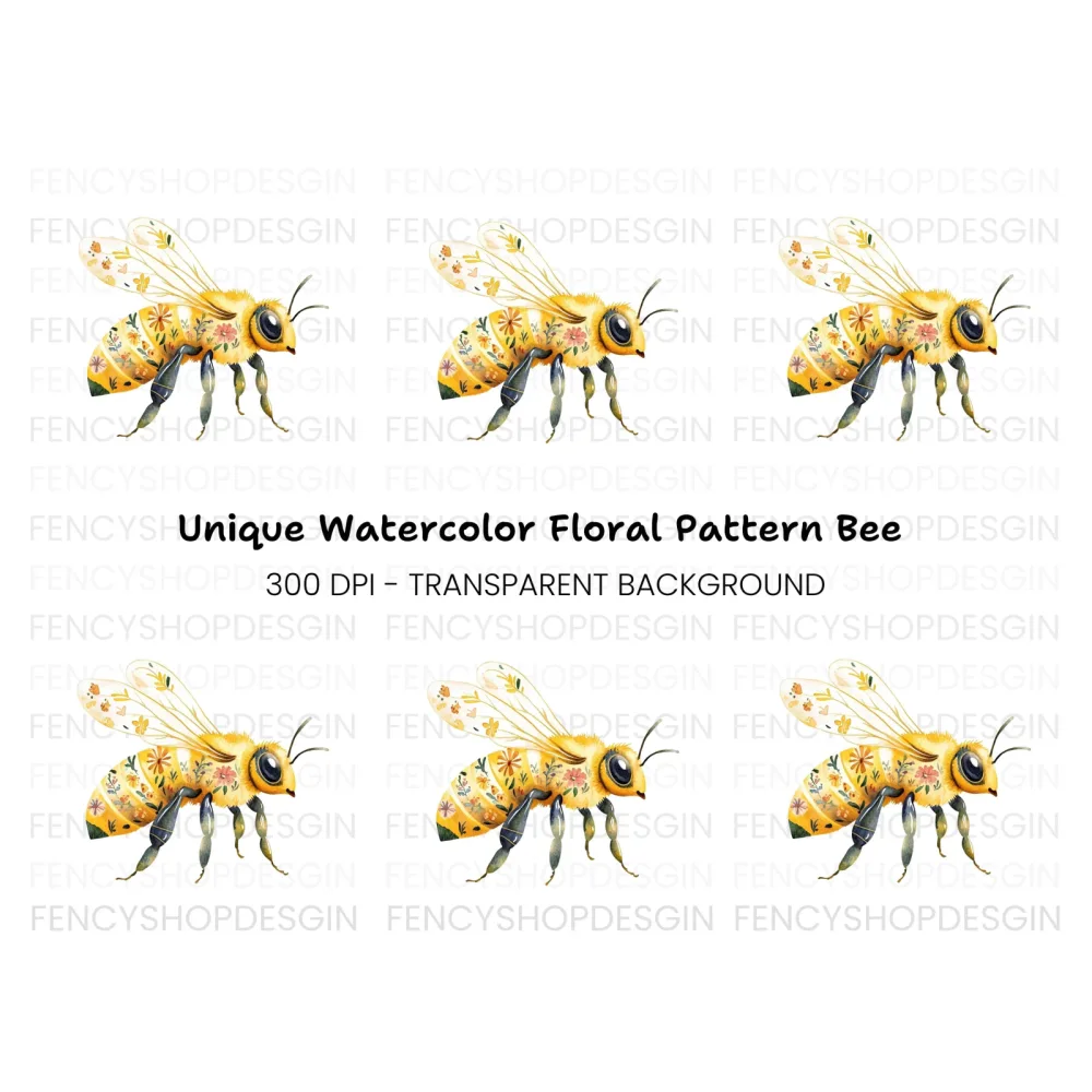 Floral Bee Clipart Bundle