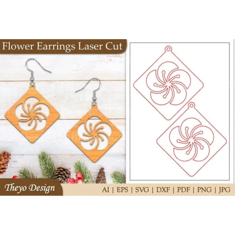 Lasercut Flower Earrings SVG Bundle