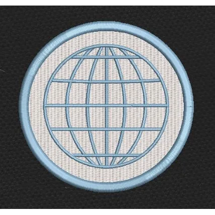 Global Grid Badge Embroidery Design
