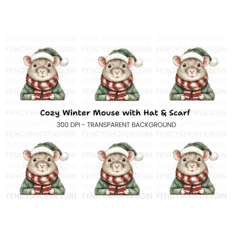 Cute Christmas Mouse Clipart Bundle