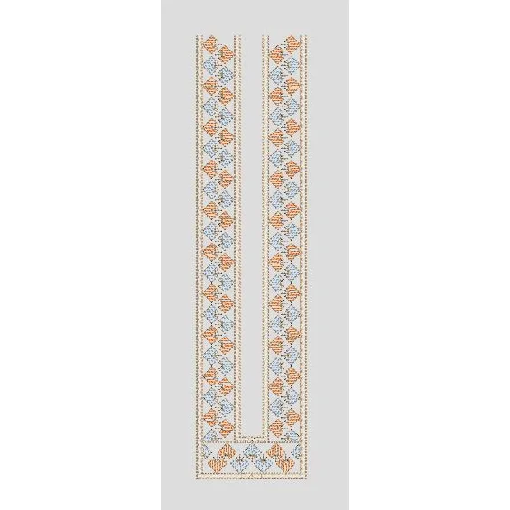 Parallel Diamond Geometric Vertical Stripe Embroidery Design