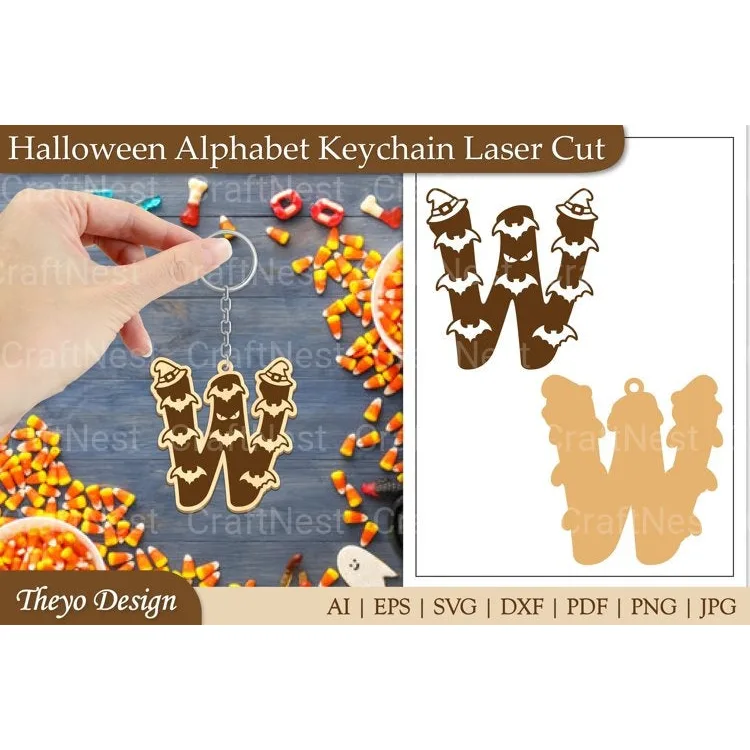 Halloween Keychain Alphabet SVG