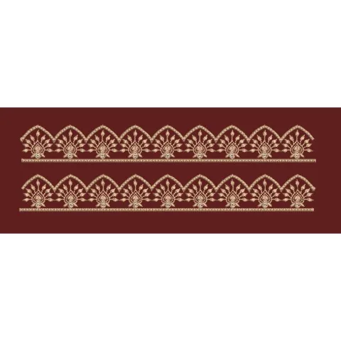 Maroon Peacock Fan Double Border Maroon & Golden Beige Embroidery Design