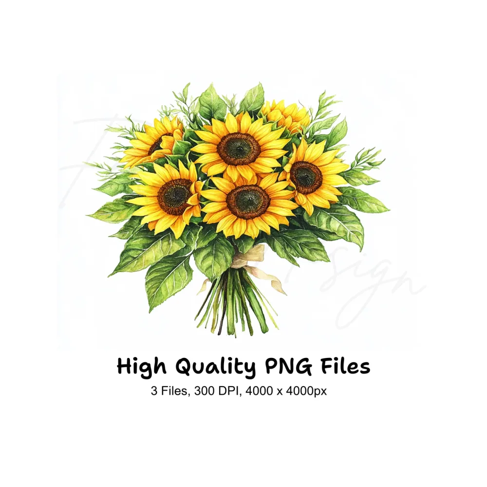 Sunflower Bouquets Clipart Bundle