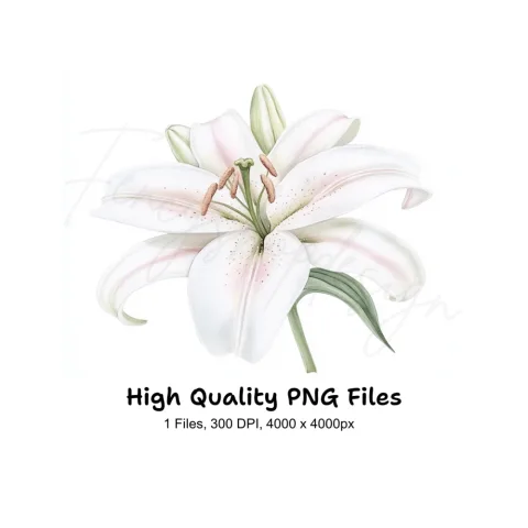 Graceful White Lily Clipart Bundle