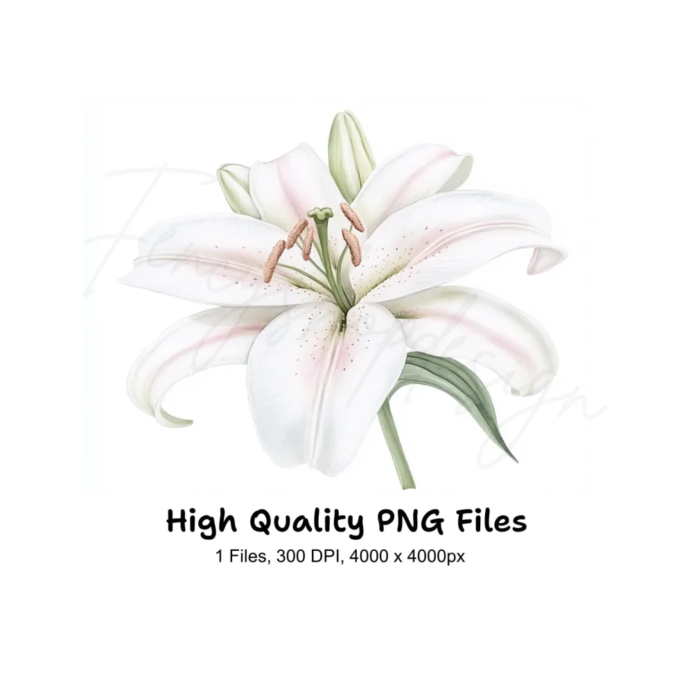 Graceful White Lily Clipart Bundle