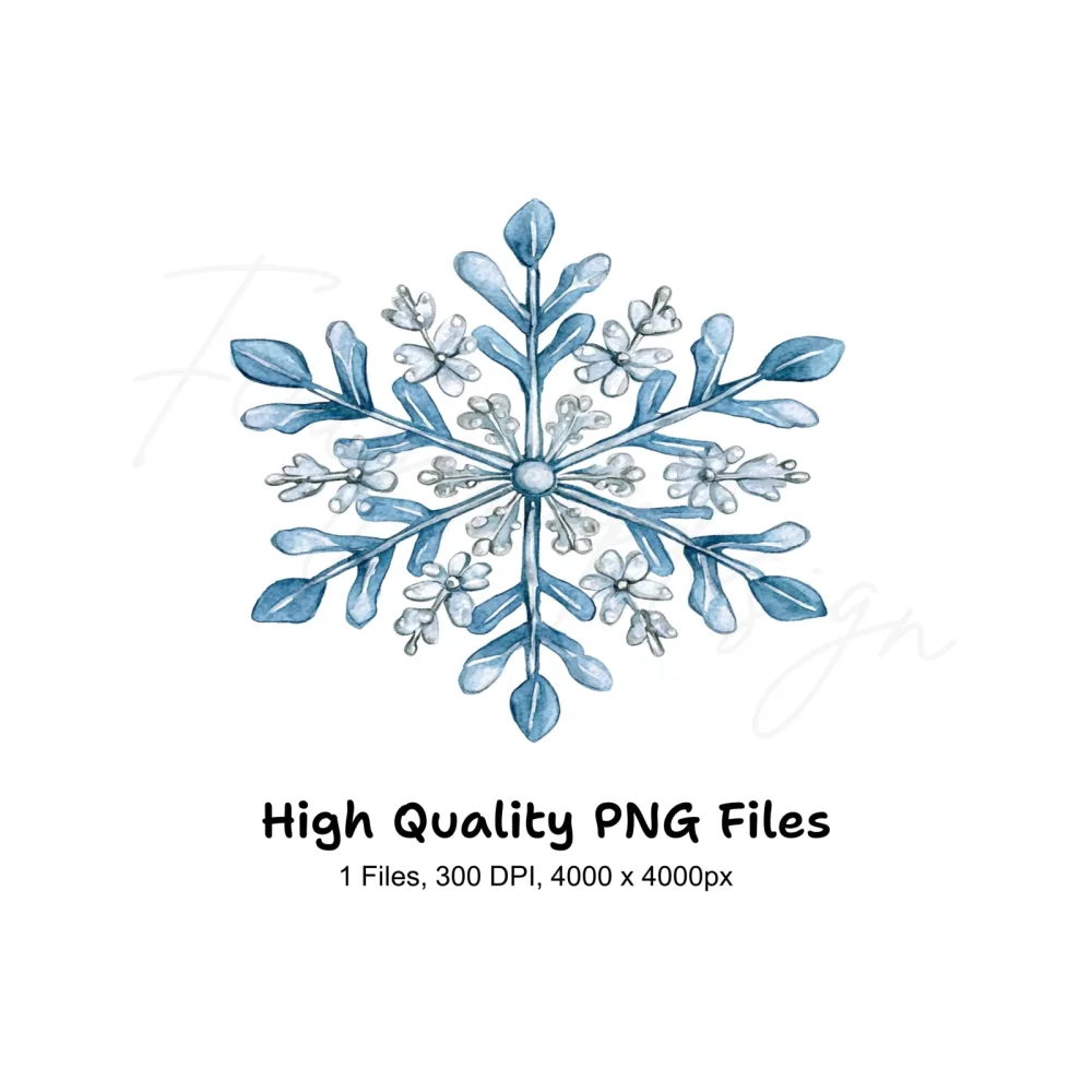 Blue Snowflake Clipart Bundle