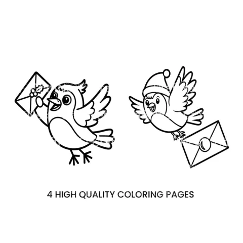 Christmas Birds with Letters Coloring Books