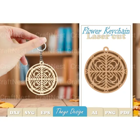 Flower Mandala Keychain SVG Bundle