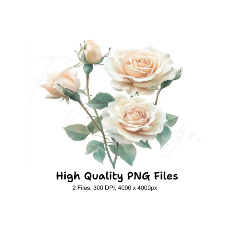 Elegant White Rose Clipart Bundle
