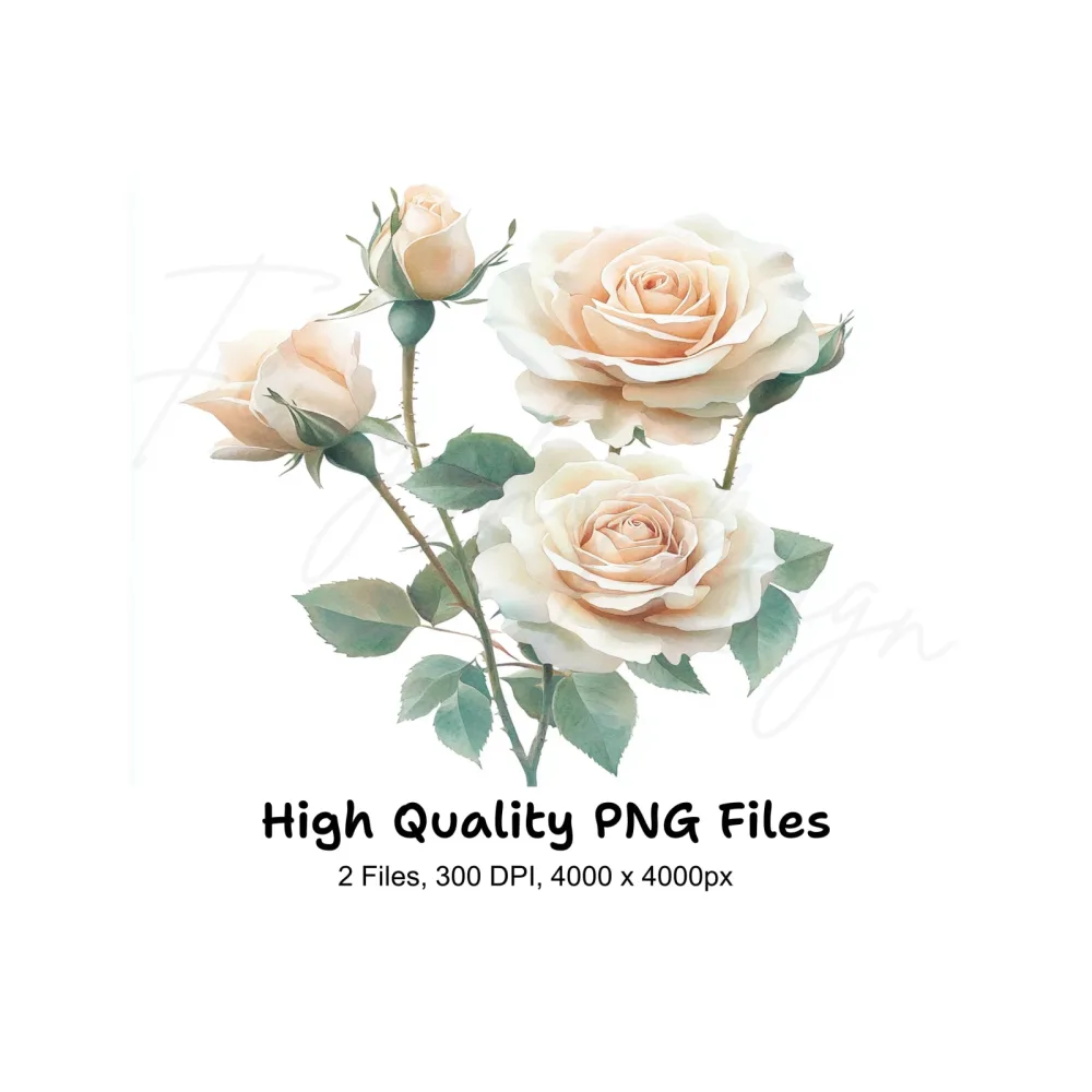 Elegant White Rose Clipart Bundle