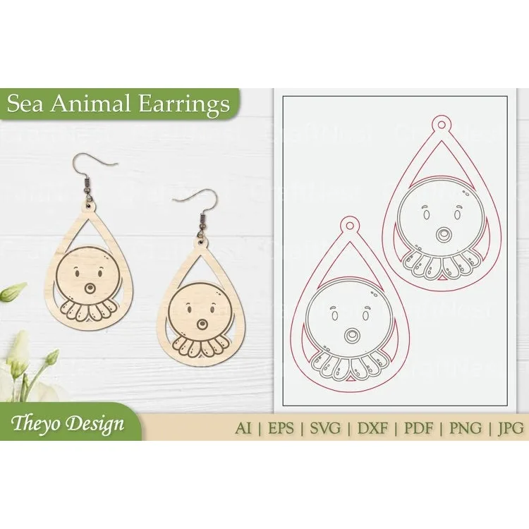 Sea Animal Earrings SVG Bundle