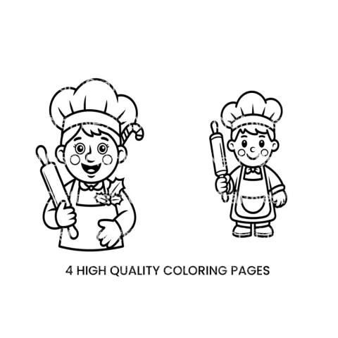 Cute Chef with Rolling Pin Coloring Books