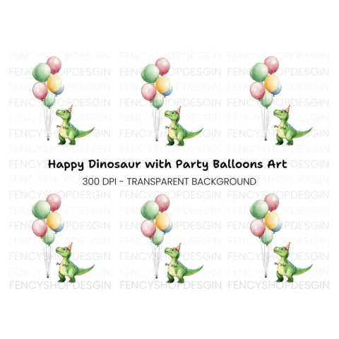 Cute Dinosaur Birthday Party Clipart Bundle