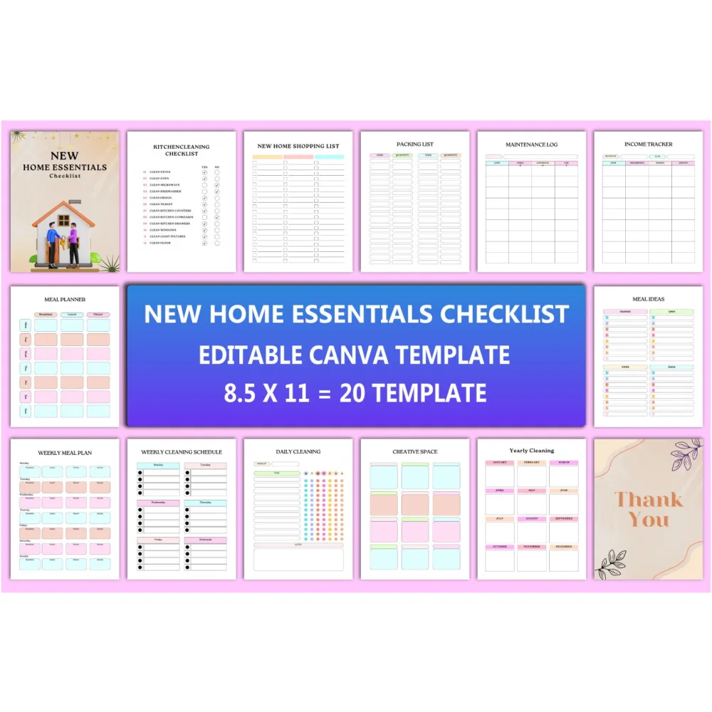 New Home Essentials Checklist Planner