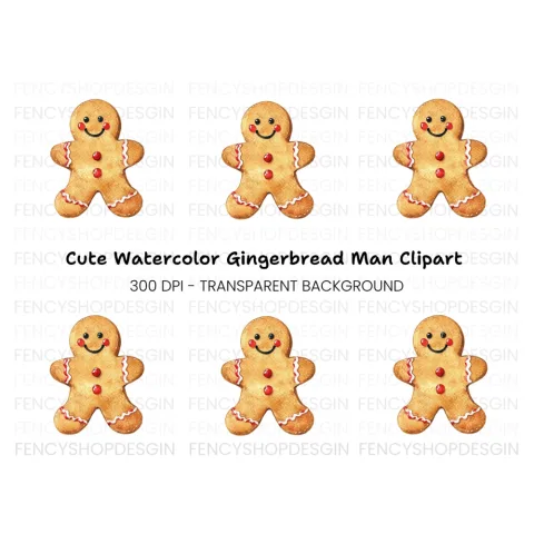 Happy Gingerbread Man Clipart Bundle