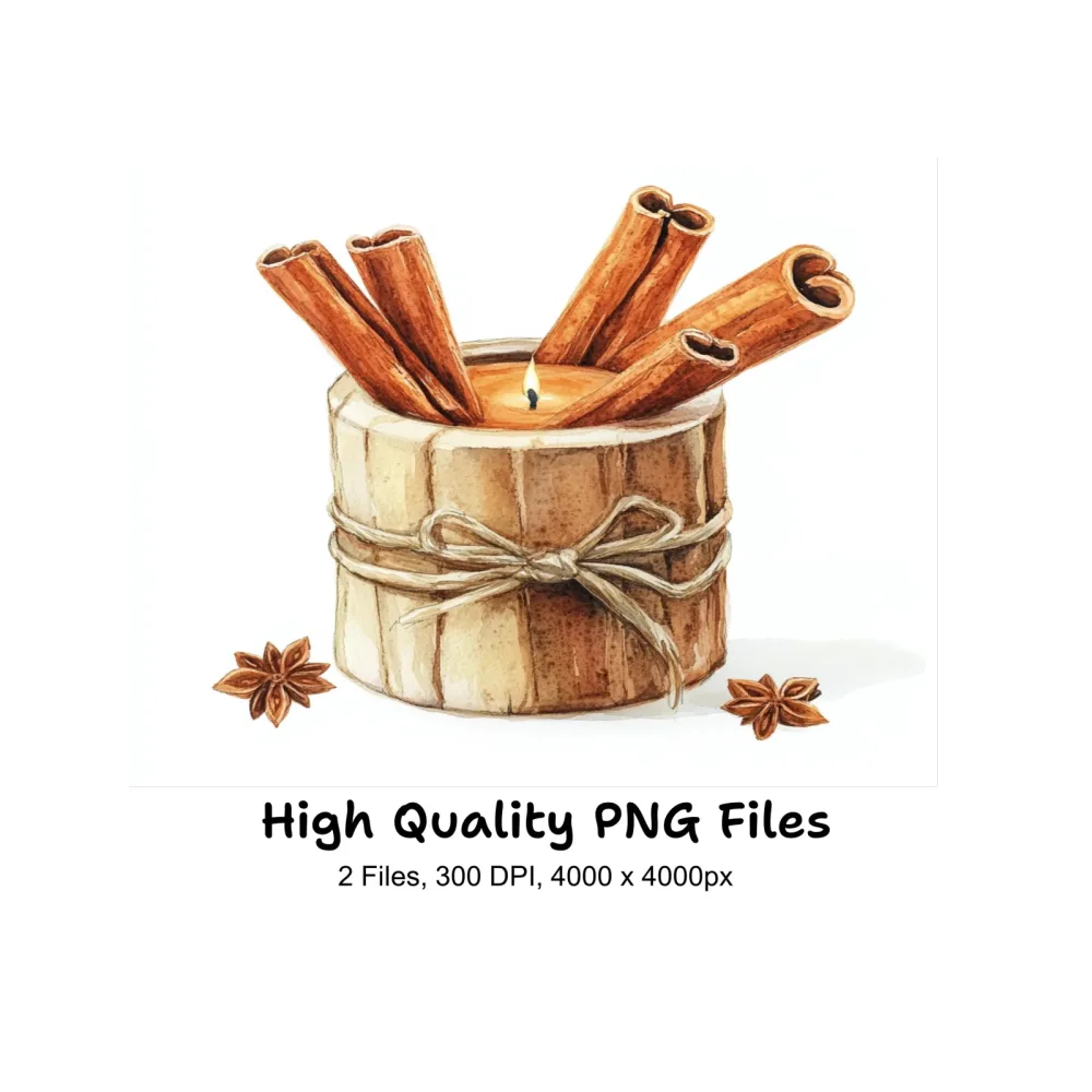 Cinnamon Candle Holder Clipart Bundle