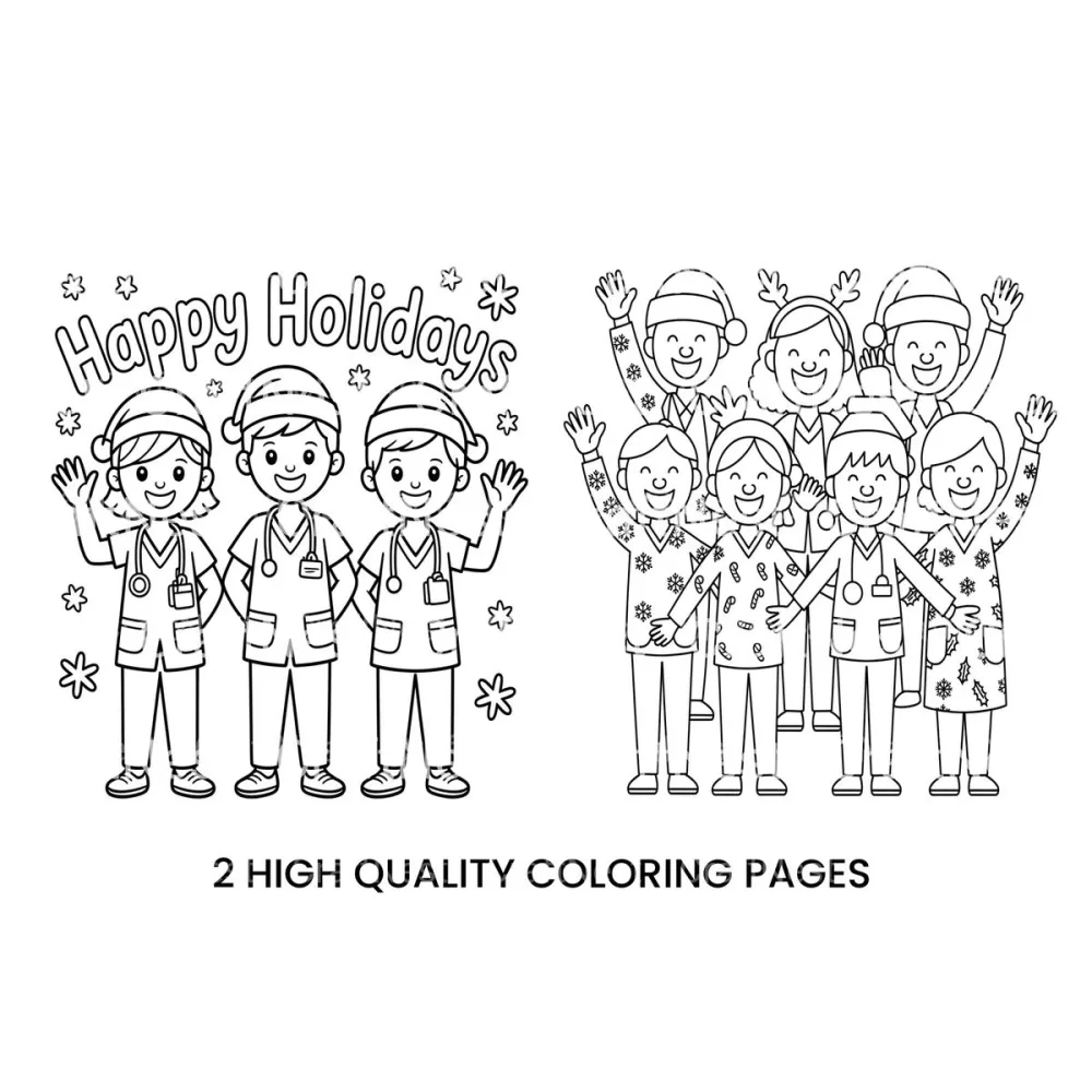 Happy Holidays Medical Staff Coloring Books