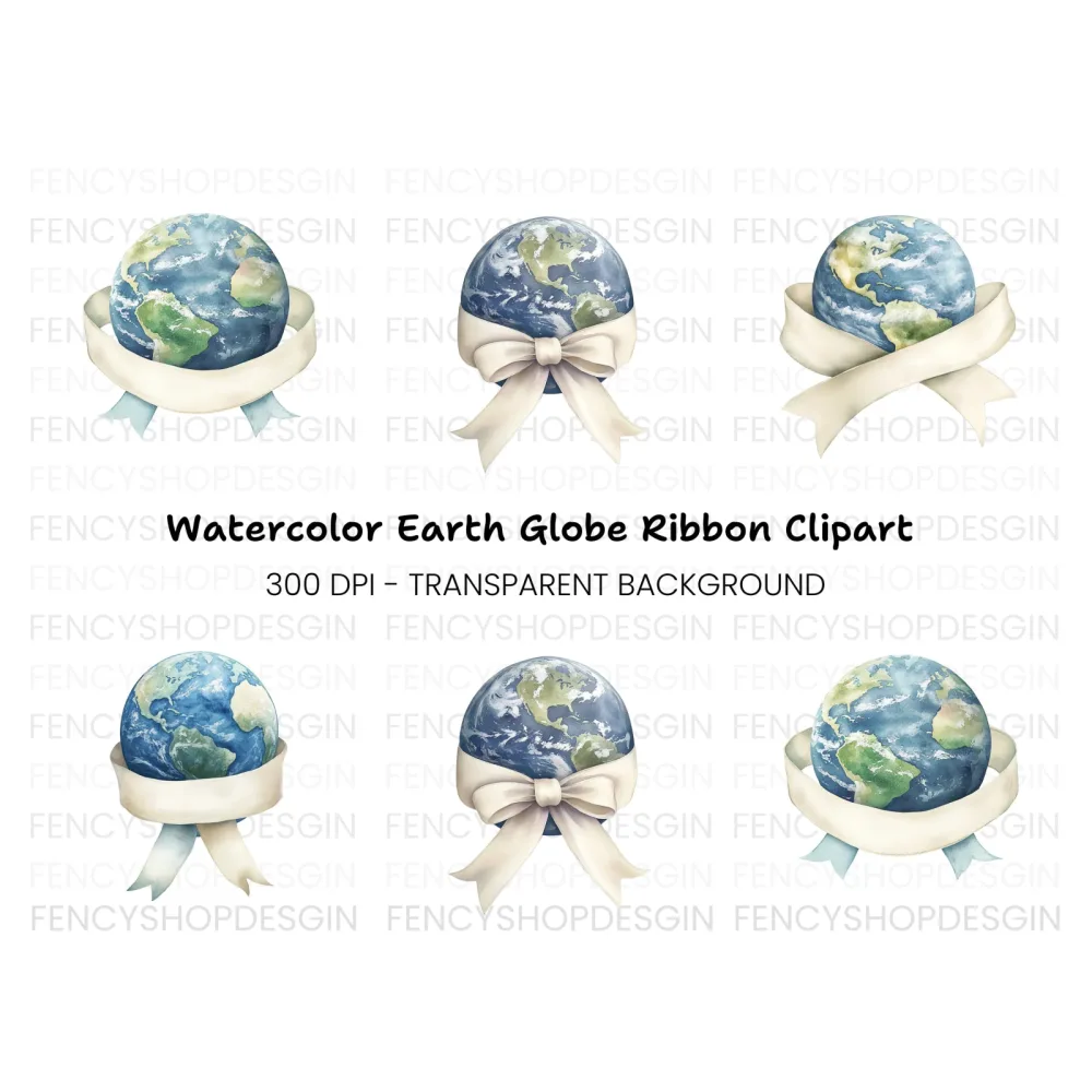 Earth Ribbons Clipart Bundle