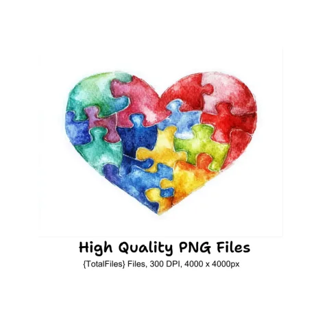 Puzzle Heart Clipart Bundle