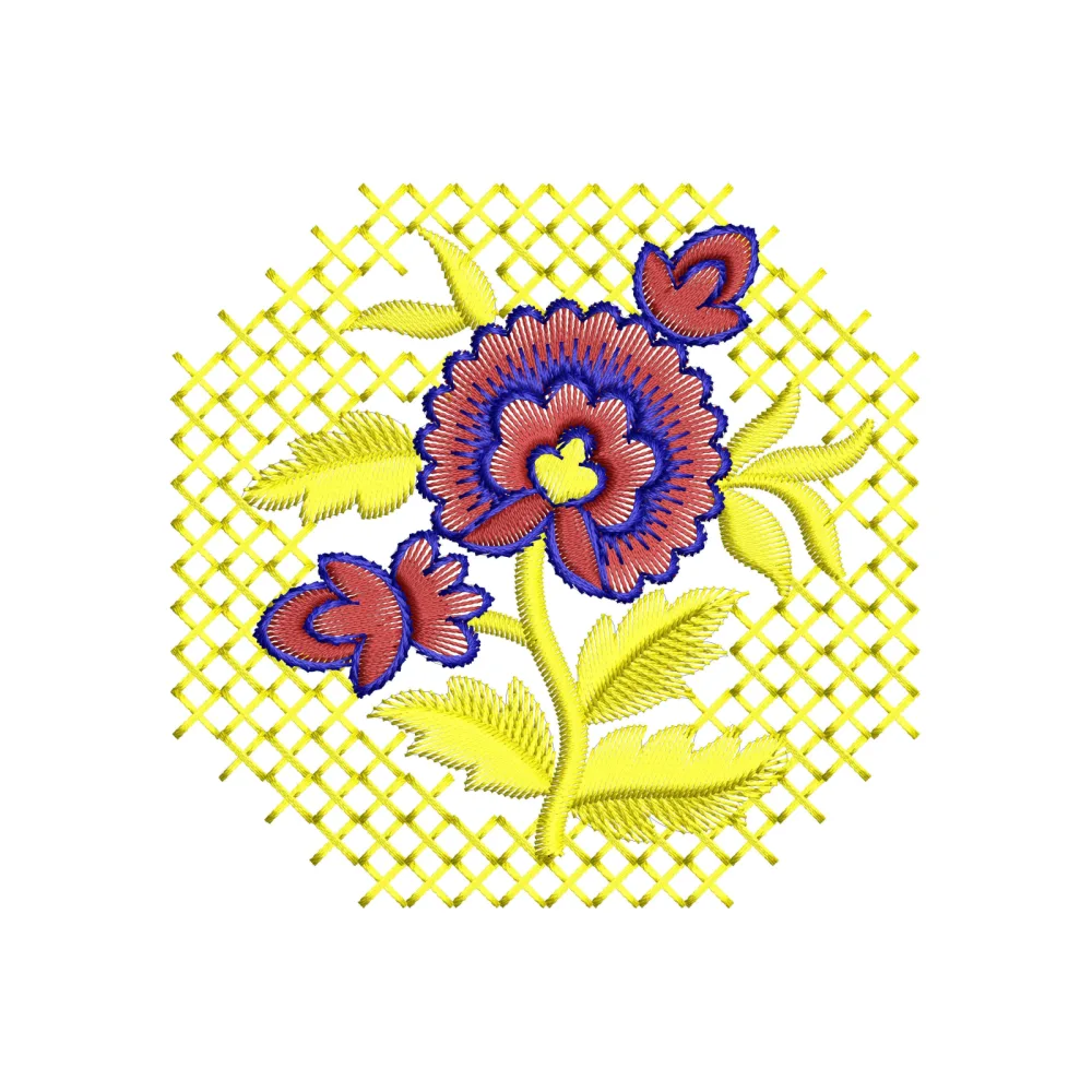 Yellow Net Art Embroidery Design