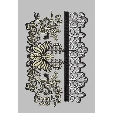 Asymmetric Foliage Petal Border Embroidery Design