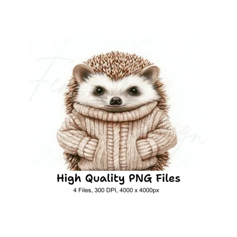 Adorable Hedgehog in Sweater Clipart Bundle