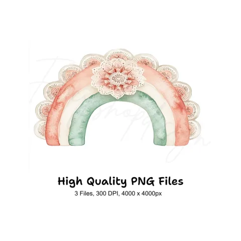 Boho Rainbow Lace Details Clipart Bundle