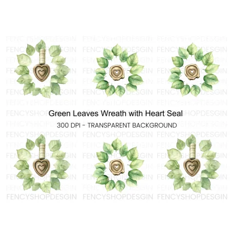 Botanical Heart Wax Seal Clipart Bundle
