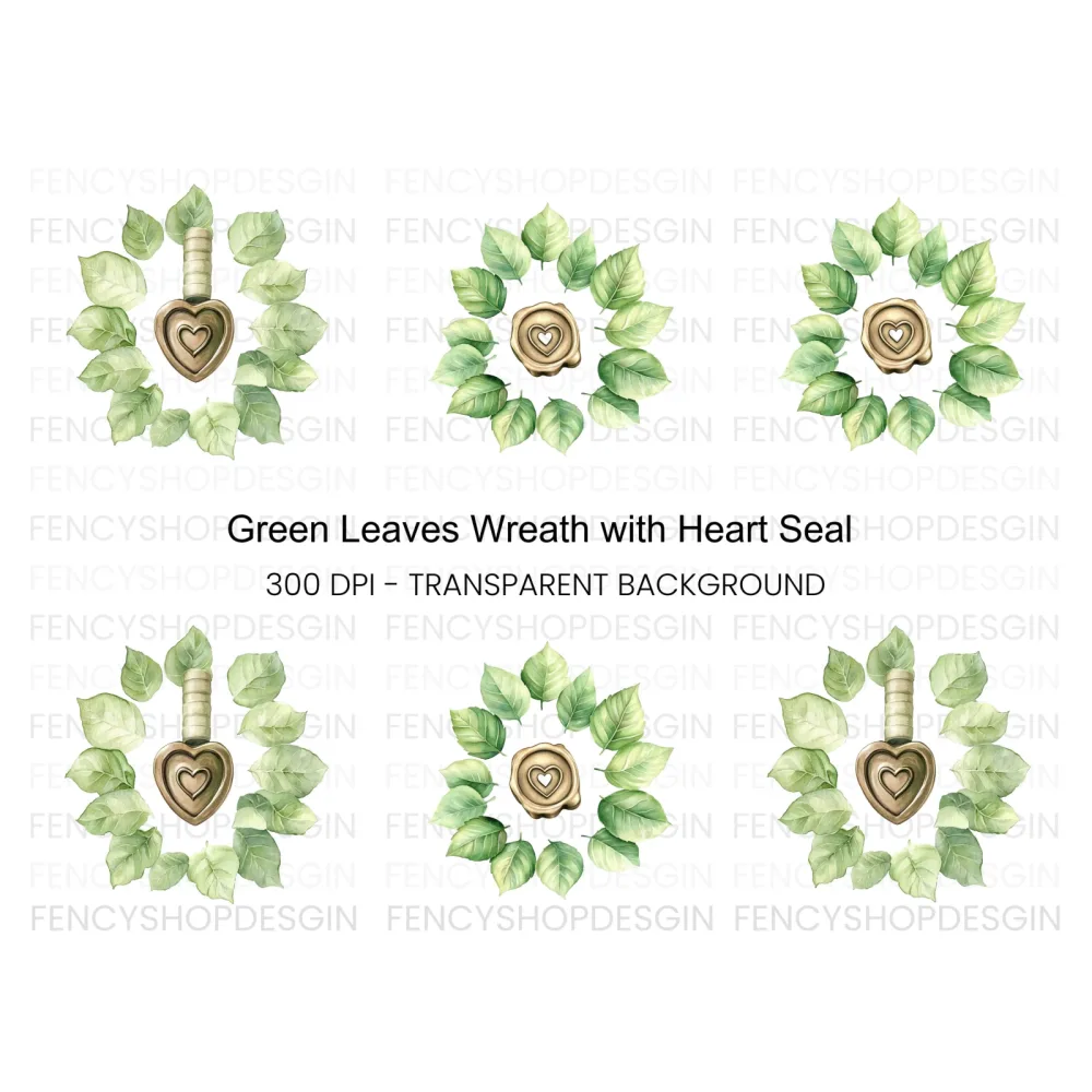 Botanical Heart Wax Seal Clipart Bundle