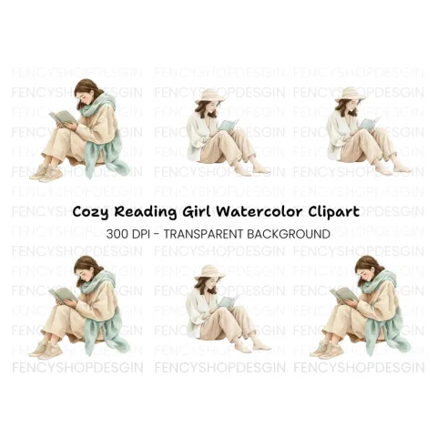 Women Reading Books Clipart Bundle