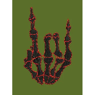 Rock on Skeleton Hand Embroidery Design