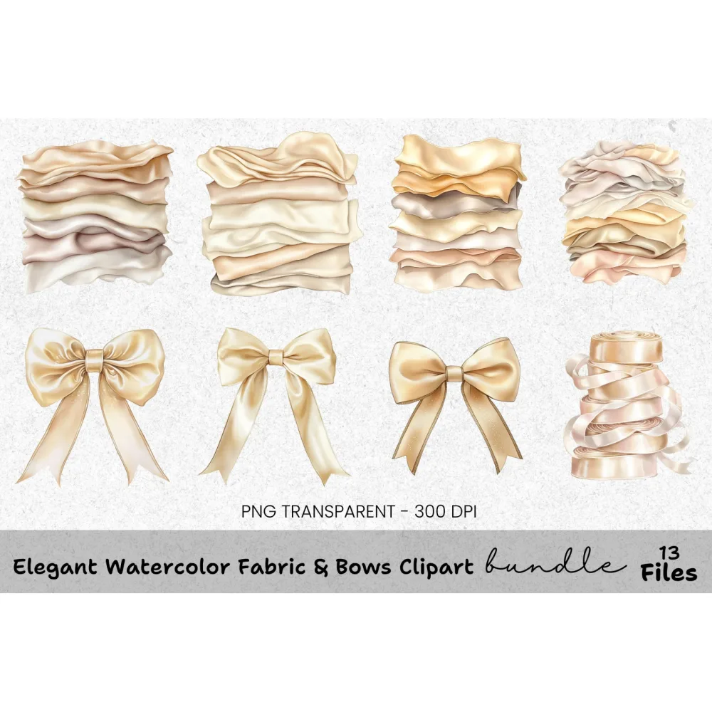 Elegant Fabric Bows Clipart Bundle