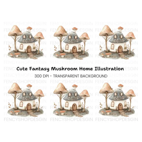 Mushroom House Village Clipart Bundle