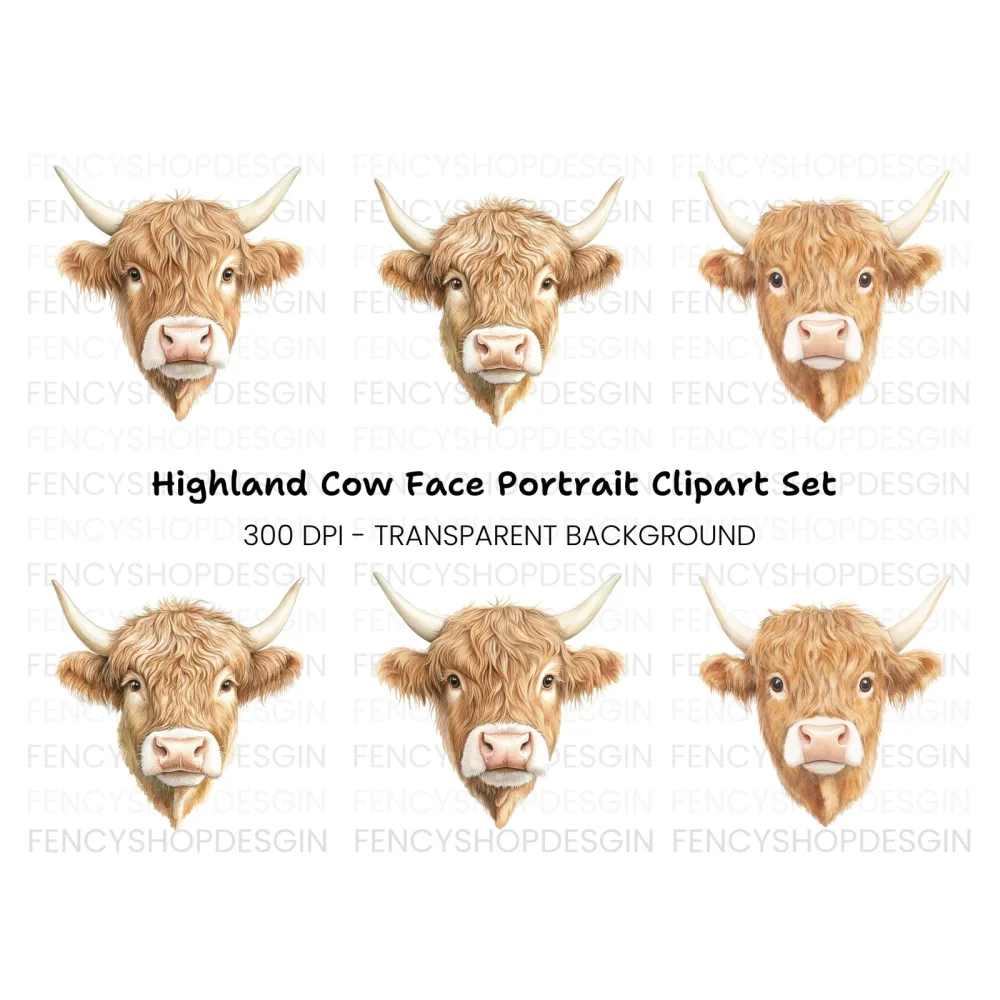 Highland Cow Clipart Bundle
