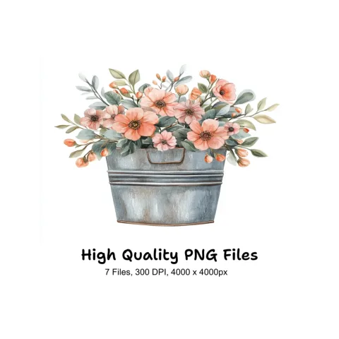 Flower Buckets Clipart Bundle