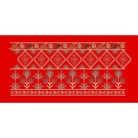 Geometric Diamond Trellis Floral Border Embroidery Design