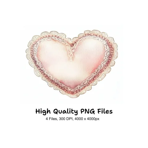 Lace Heart Pillow Clipart Bundle