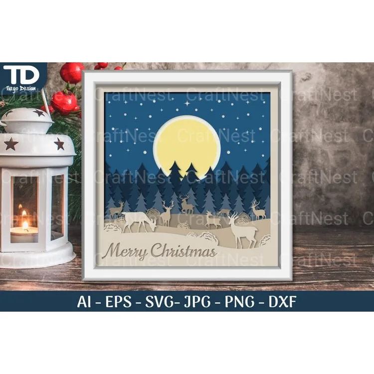 Shadow Box Christmas Layered Papercut SVG