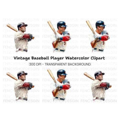 Baseball Players Clipart Bundle