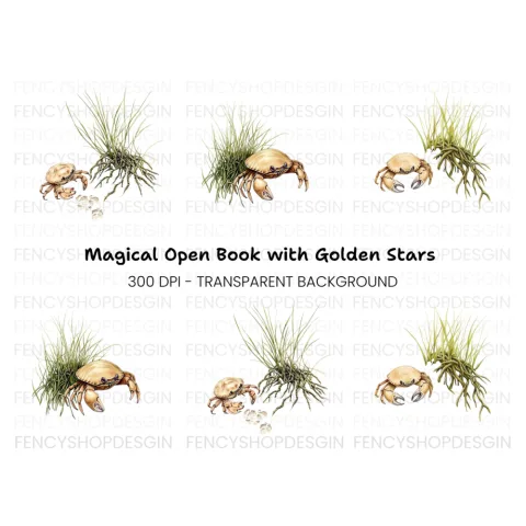 Crabs and Seaweed Clipart Bundle