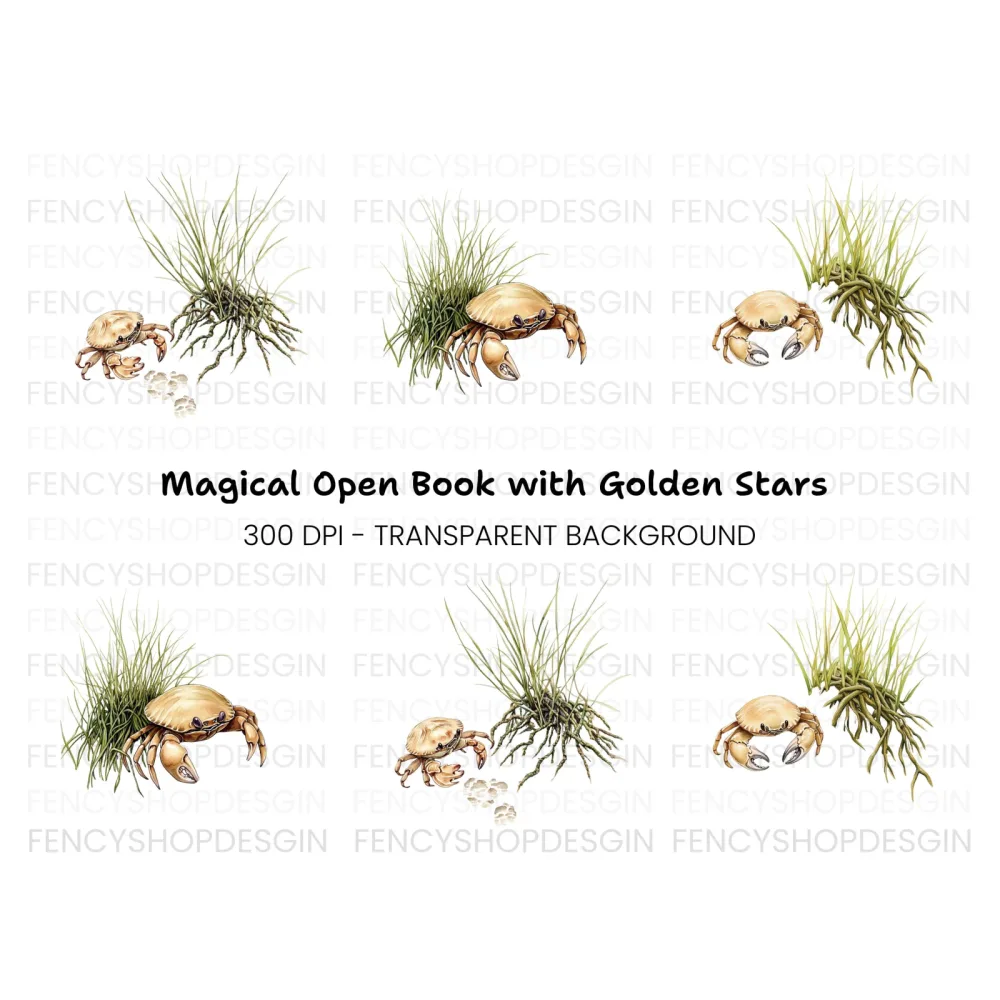 Crabs and Seaweed Clipart Bundle