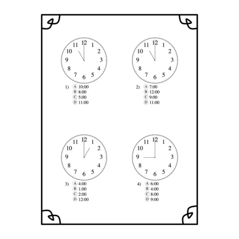 Simple Telling Time Worksheets