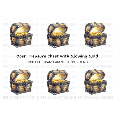 Glowing Treasure Chest Clipart Bundle