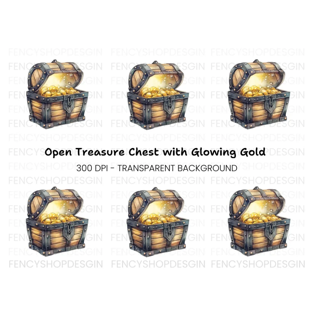 Glowing Treasure Chest Clipart Bundle