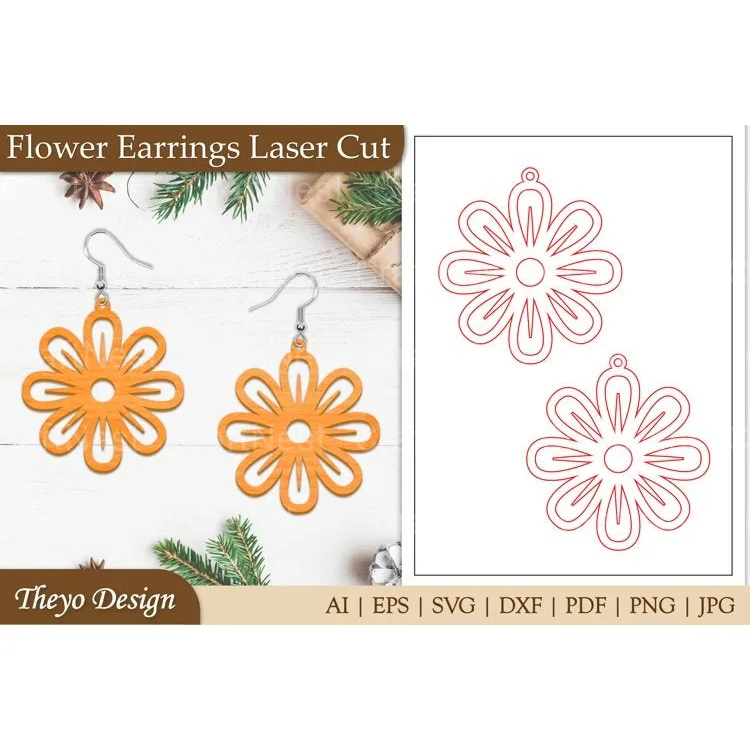 Earrings Lasercut Flower SVG Bundle