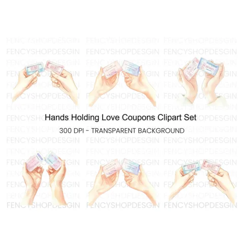 Hands Holding Tickets Clipart Bundle