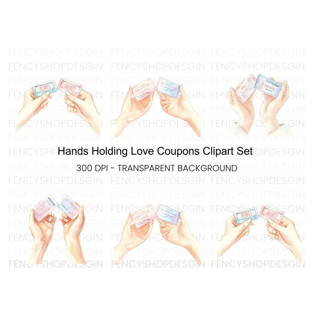 Hands Holding Tickets Clipart Bundle