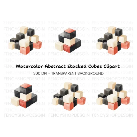 Pyramid Cube Arrangement Clipart Bundle