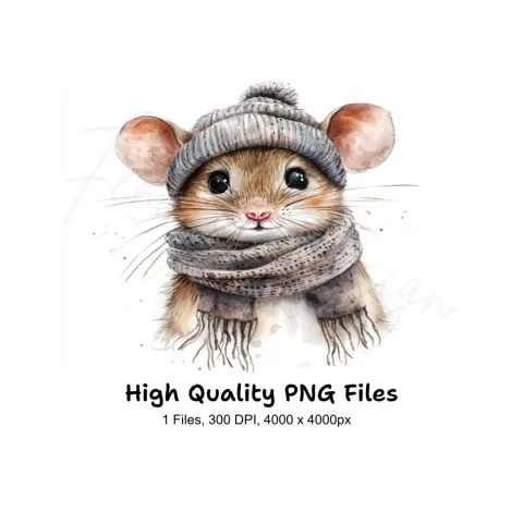 Cute Winter Mouse Clipart Bundle